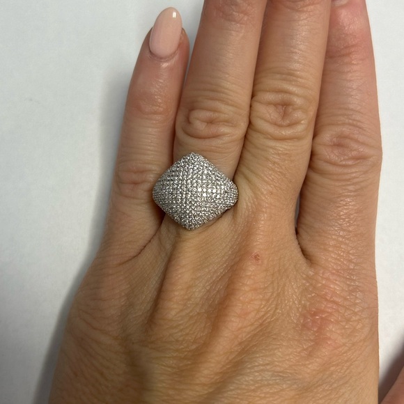 Suzy Levian Yellow Sterling Silver White CZ Pave Ring NWT - Picture 3 of 5